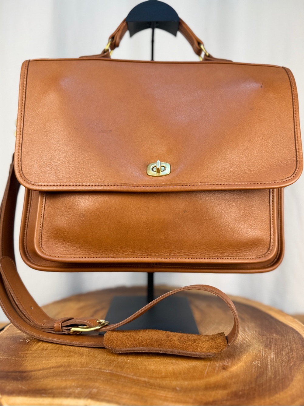 Coach Colebrook Briefcase Messenger 5181 British Tan Leather Vintage USA 1997